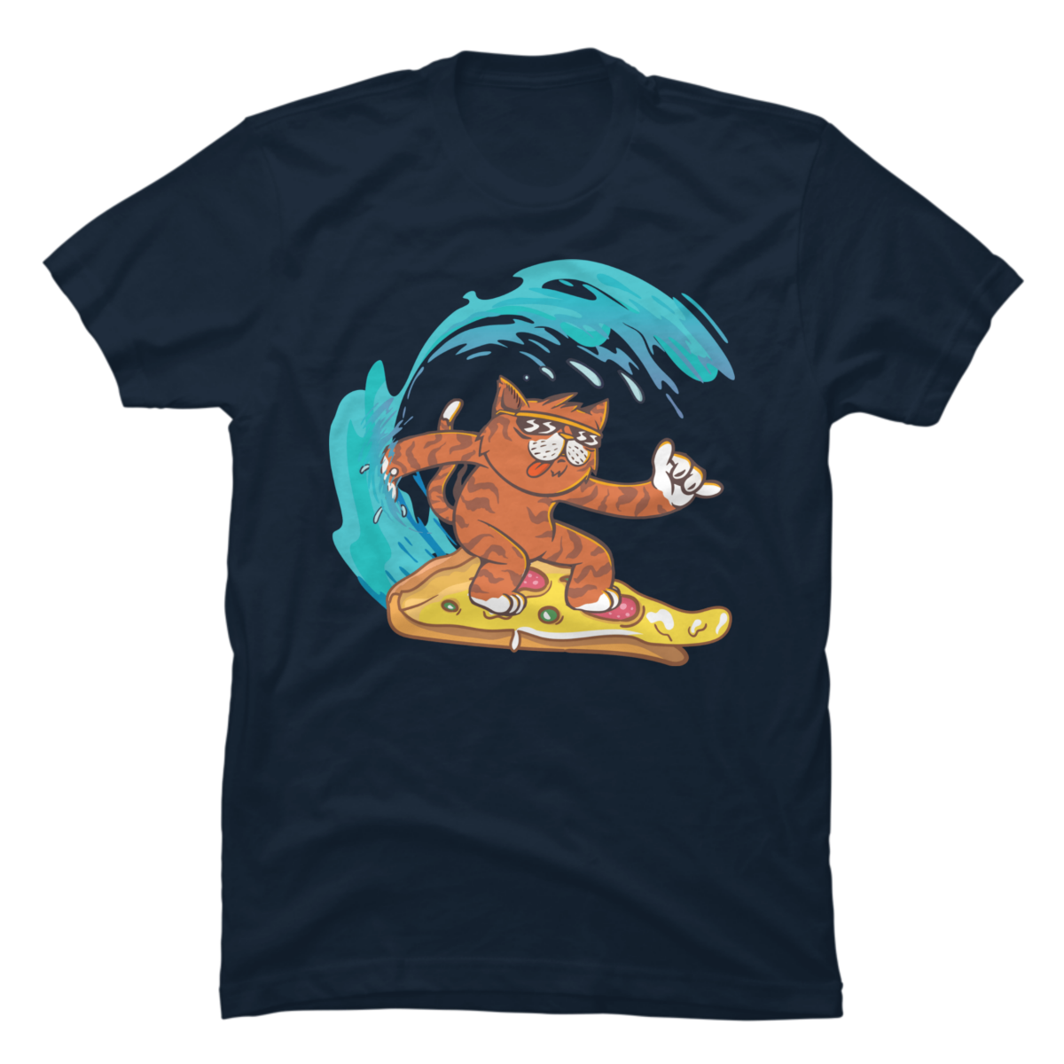 cat surfing on pizza shirt cat surfing on pizza shirt